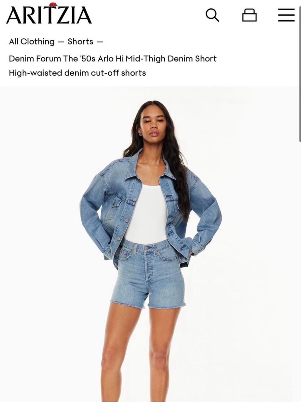 Aritzia High-Waist Light Blue Denim Cut-Off Shorts